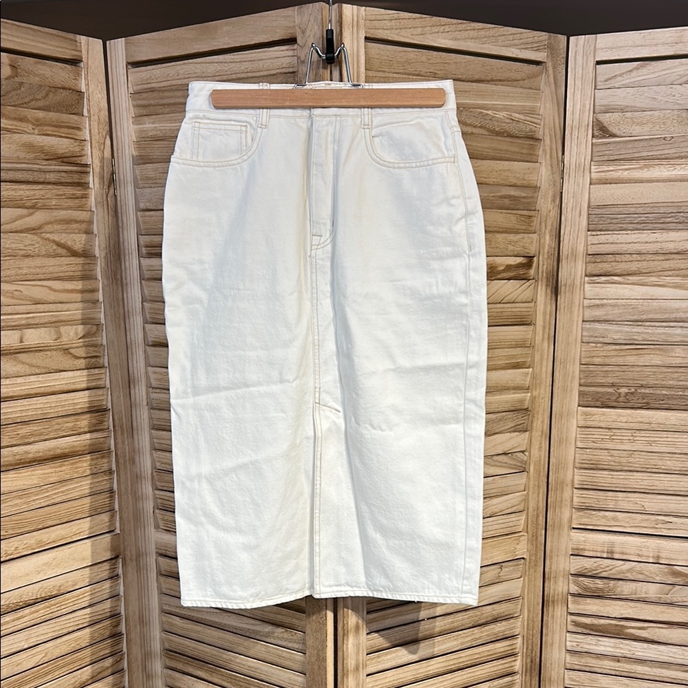 Frank & Oak Ecru Midi Skirt